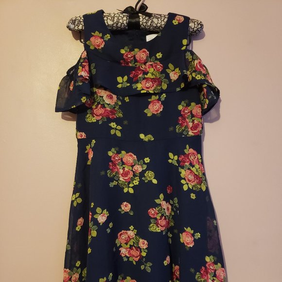 Place Girls Size 6X/7 Floral Blue Dress - Pre-Owned - Picture 7 of 7